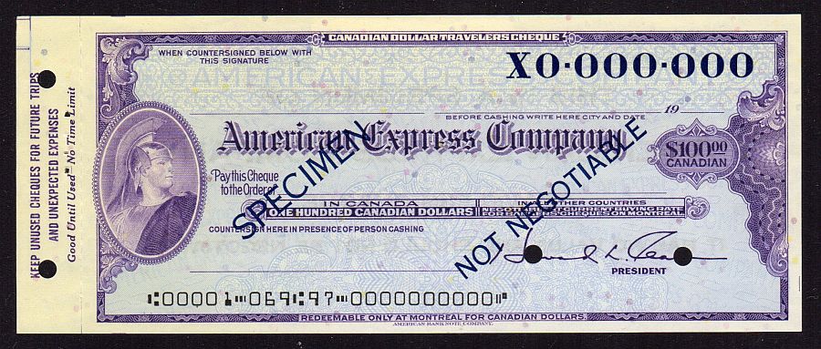American Express Canadian Dollar Four-Piece Specimen Set